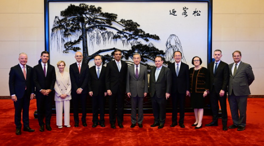 王毅会见美中贸易全国委员会董事会代表团2